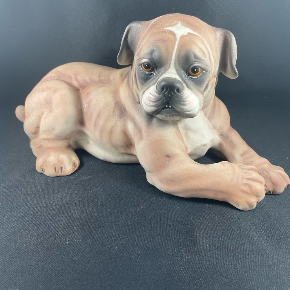 Alano Porcelain Artist Signed Bulldog Boxer Made In Italy Dog